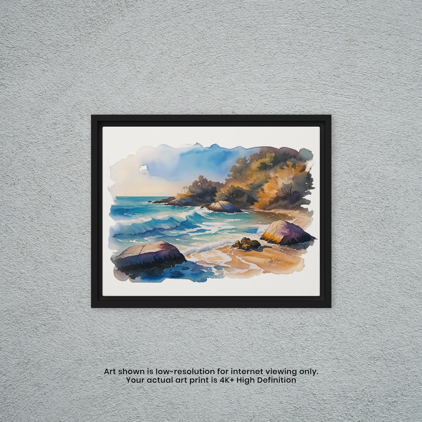 Waves Upon a Rocky Shore - Watercolor Art Print