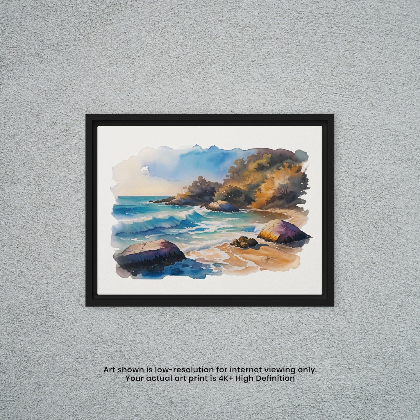 Waves Upon a Rocky Shore - Watercolor Art Print