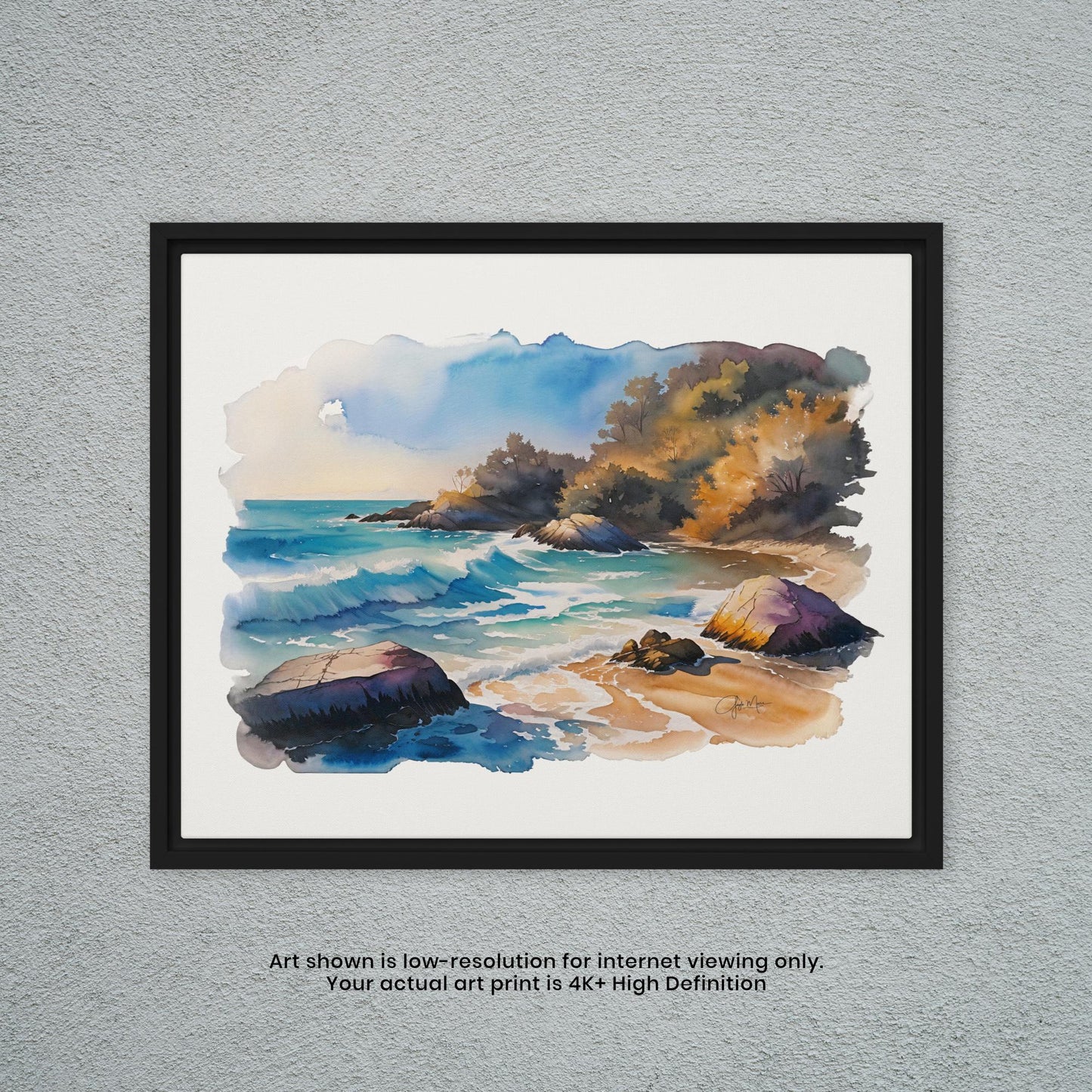 Waves Upon a Rocky Shore - Watercolor Art Print