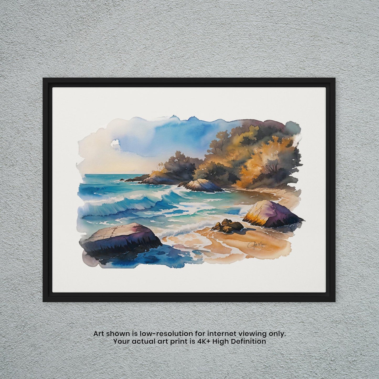 Waves Upon a Rocky Shore - Watercolor Art Print