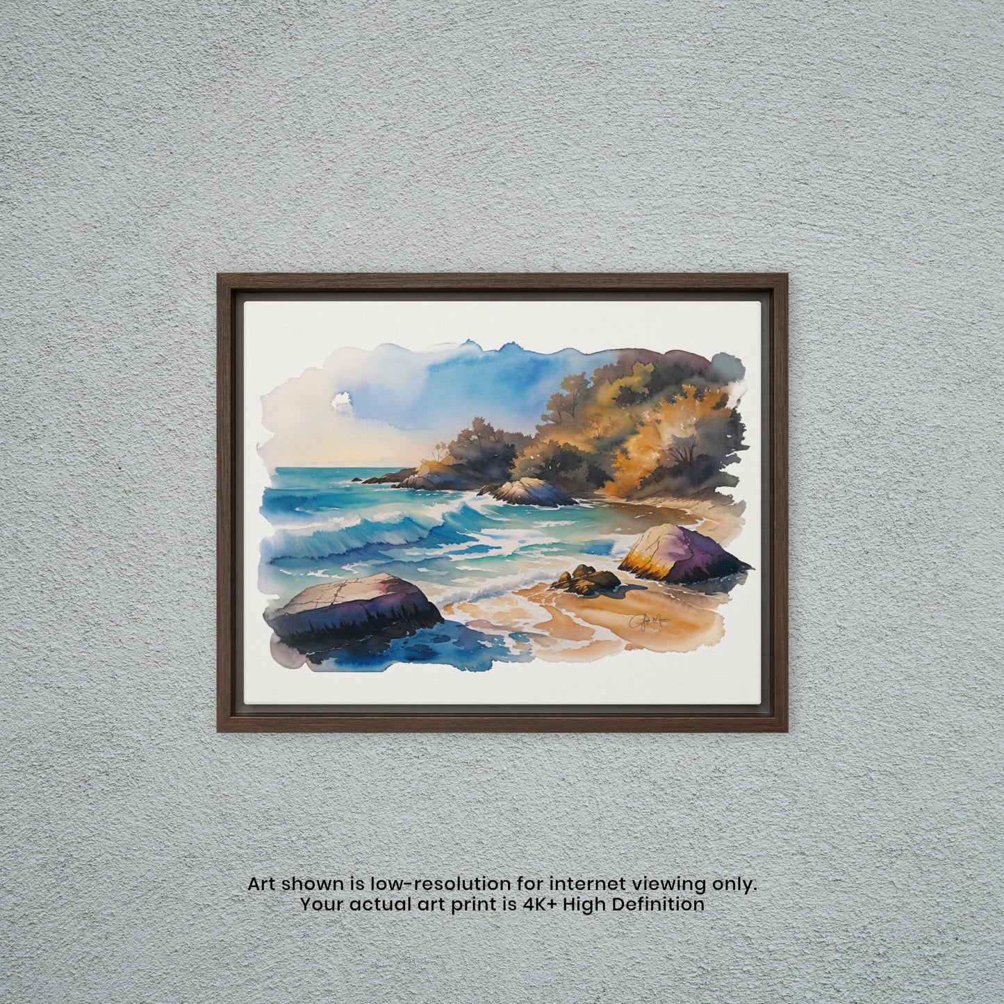 Waves Upon a Rocky Shore - Watercolor Art Print