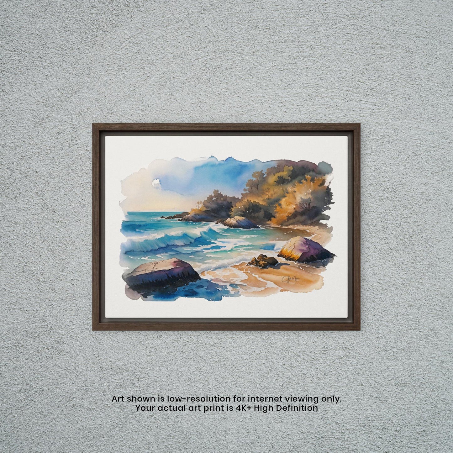 Waves Upon a Rocky Shore - Watercolor Art Print
