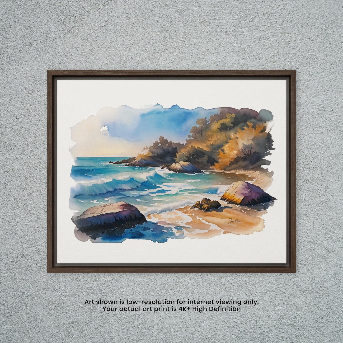 Waves Upon a Rocky Shore - Watercolor Art Print