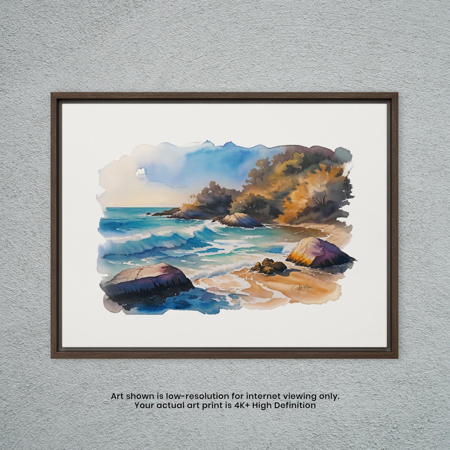 Waves Upon a Rocky Shore - Watercolor Art Print