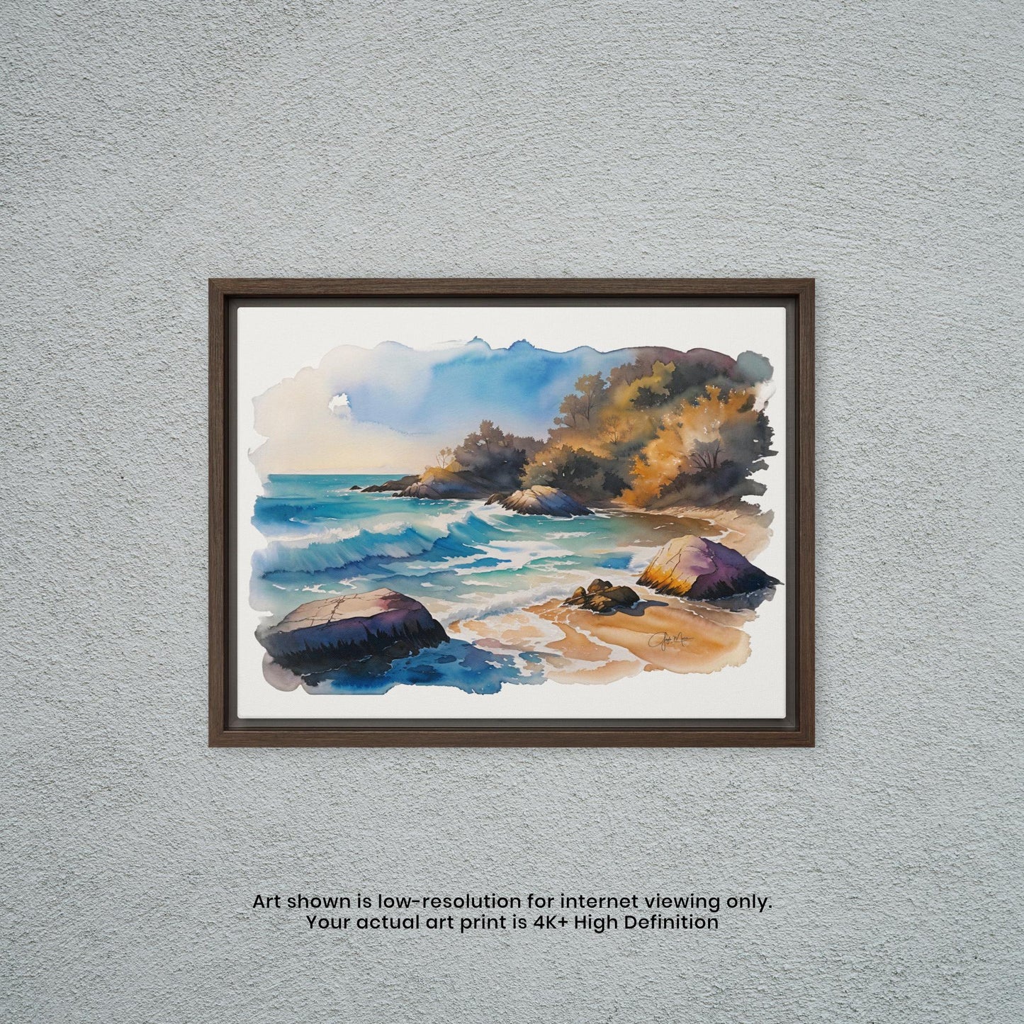 Waves Upon a Rocky Shore - Watercolor Art Print