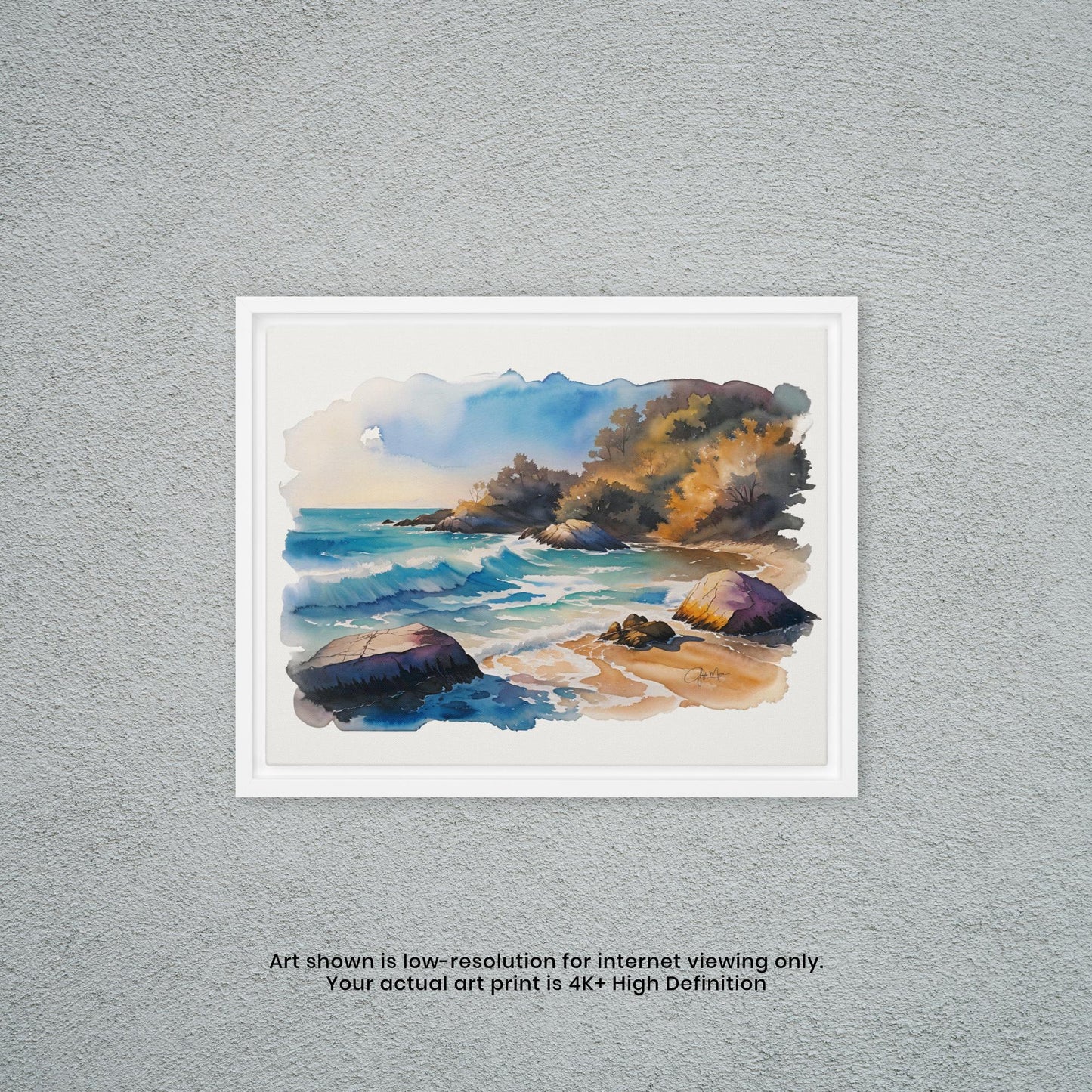Waves Upon a Rocky Shore - Watercolor Art Print