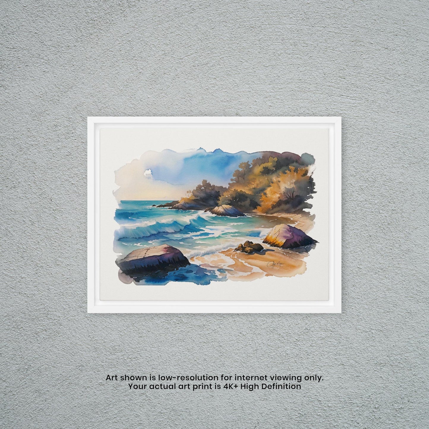 Waves Upon a Rocky Shore - Watercolor Art Print