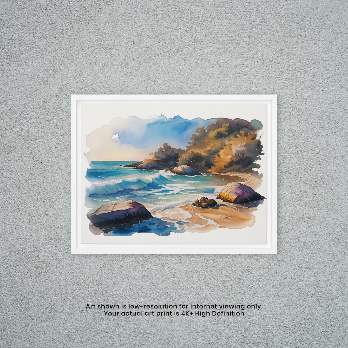 Waves Upon a Rocky Shore - Watercolor Art Print