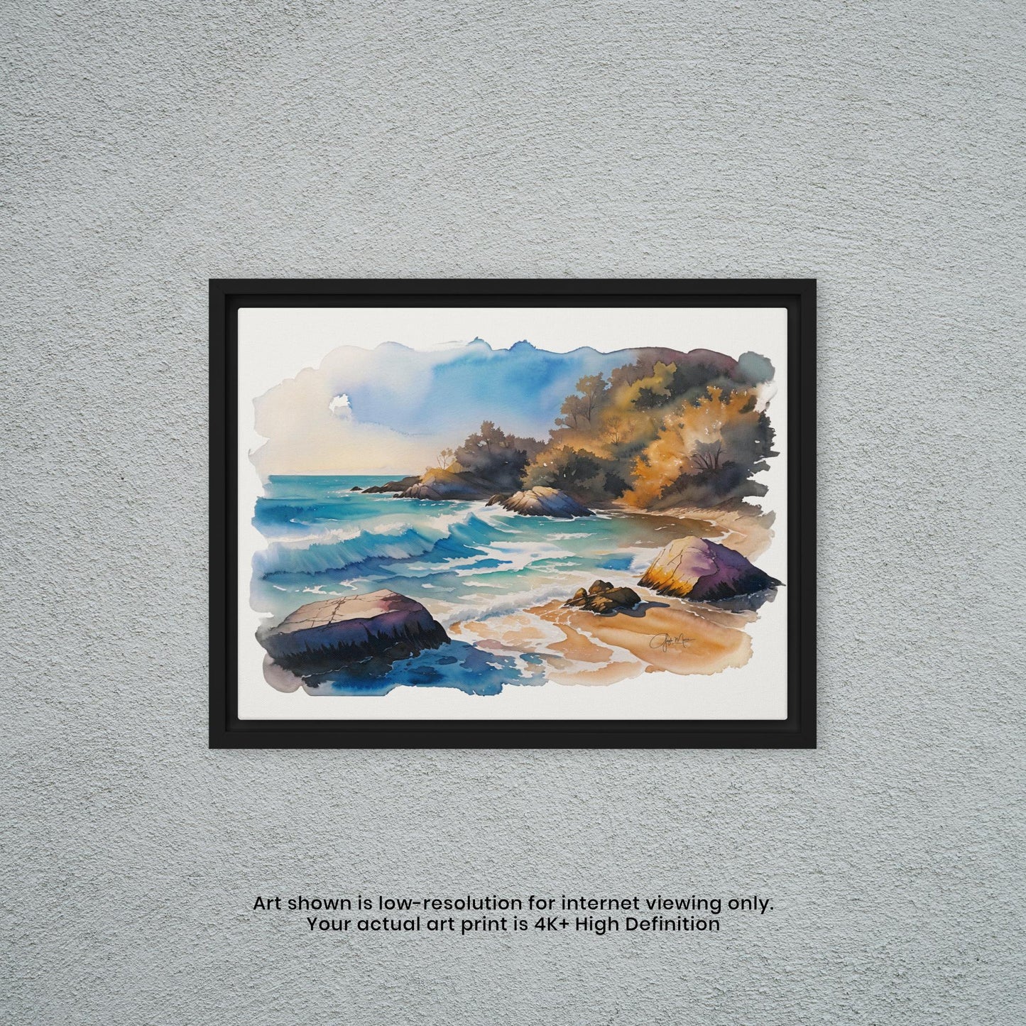 Waves Upon a Rocky Shore -  Watercolor Art Print