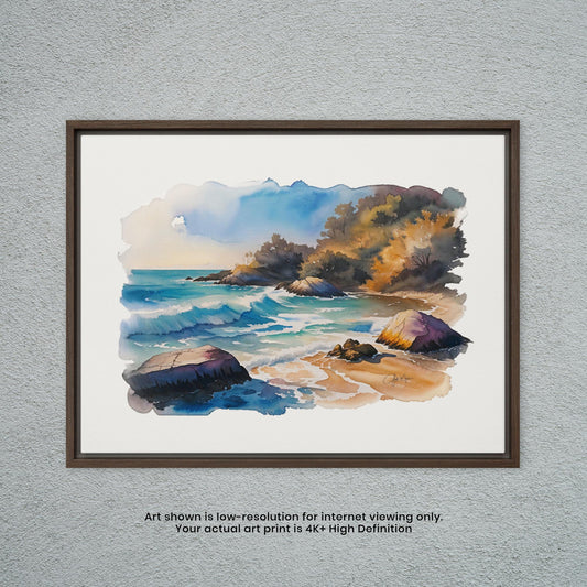 Waves Upon a Rocky Shore -  Watercolor Art Print